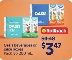 Walmart Oasis beverages or juice boxes offer