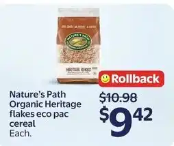 Walmart Nature's Path Organic Heritage flakes eco pac cereal offer