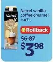 Walmart Natrel vanilla coffee creamer offer