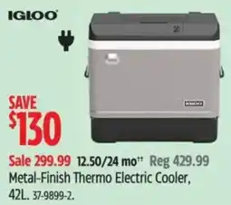 Canadian Tire Igloo metal-finish thermo electric cooler offer