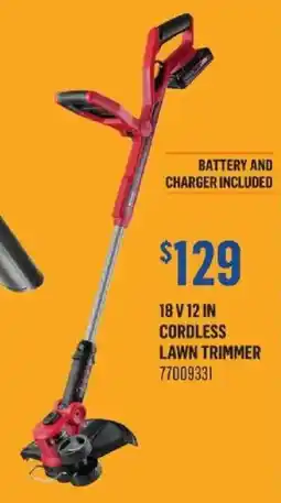 Canac 18 V 12 IN CORDLESS LAWN TRIMMER offer
