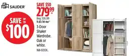 Canadian Tire Sauder 3-Door Shaker Wardrobe offer