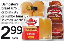 Loblaws Dempster's bread or buns or jumbo buns offer