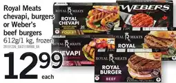 Loblaws Royal meats chevapi burgers or weber's beef burgers offer