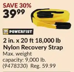 Princess Auto Powerfist nylon recovery strap offer