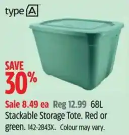 Canadian Tire Type A stackable storage tote offer
