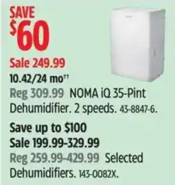 Canadian Tire Noma iQ 35-Pint Dehumidifier offer