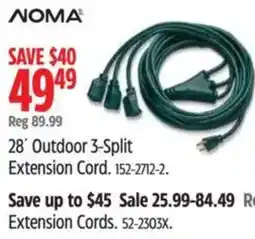 Canadian Tire Noma 28' Outdoor 3-Split Extension Cord offer