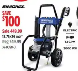 Canadian Tire simoniz electric pressure washer offer