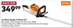 Princess Auto Stihl cordless hedge trimmer kit offer
