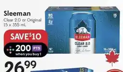 Sobeys Liquor Sleeman Clear 2.0 or Original offer