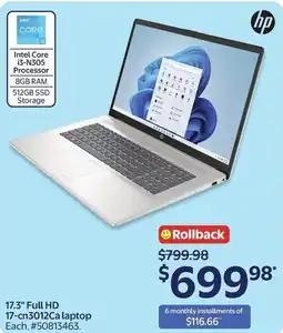 Walmart hp 17.3" full hd 17-cn3012ca laptop offer