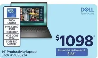 Walmart Dell 14" Productivity laptop offer