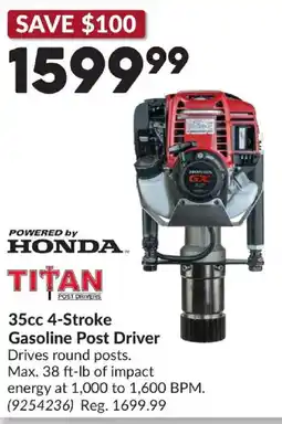 Princess Auto Titan 35cc 4-stroke gasoline post driver offer
