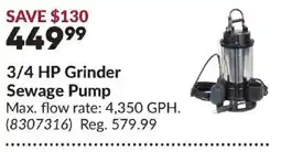 Princess Auto 3/4 Hp Grinder Sewage Pump offer