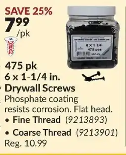 Princess Auto Drywall Screws offer