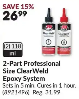 Princess Auto Jb weld 2-part professional size clearweld epoxy system offer
