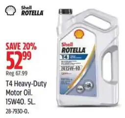 Canadian Tire Shell rotella t4 heavy-duty motor oil offer