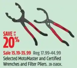 Canadian Tire MotoMaster and Certified Wrenches and Filter Pliers offer