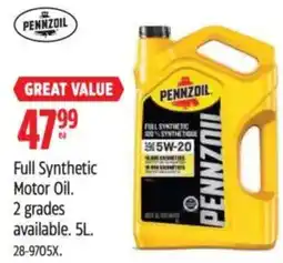 Canadian Tire Pennzoil full synthetic motor oil offer