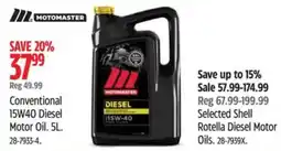 Canadian Tire Motomaster conventional 15w40 diesel motor oil offer
