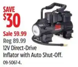 Canadian Tire 12v direct-drive inflator with auto shut-off offer