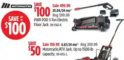 Canadian Tire Motomaster pwr pod 3-ton electric floor jack offer