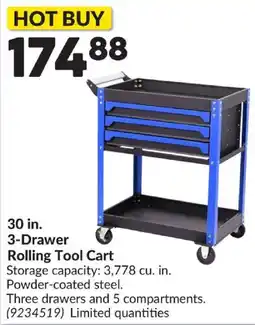 Princess Auto 30 in. 3-Drawer Rolling Tool Cart offer