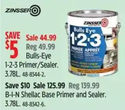Canadian Tire Zinsser Bulls-Eye 1-2-3 Primer/Sealer offer