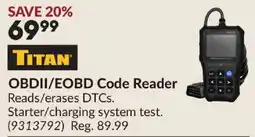 Princess Auto Titan obdii/ebod code reader offer