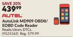 Princess Auto Autel AutoLink MD909 OBDII/EOBD Code Reader offer