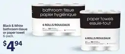Walmart Black & White bathroom tissue or paper towel offer