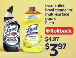 Walmart Lysol toilet bowl cleaner or multi-surface offer