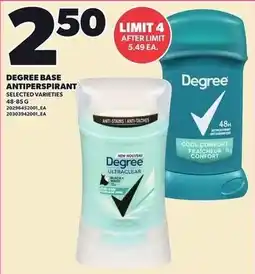 Loblaws Degree base antiperspirant offer
