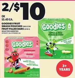 Loblaws Goodies fruit smash pouches offer