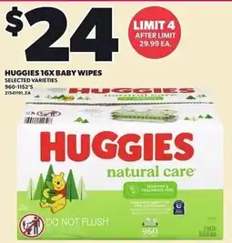 Loblaws Huggies 16x baby wipes offer