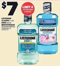 Loblaws Listerine classic 1 lor kids 500 ml mouthwash offer