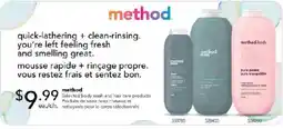 Jean Coutu method selected body wash and hair care products offer