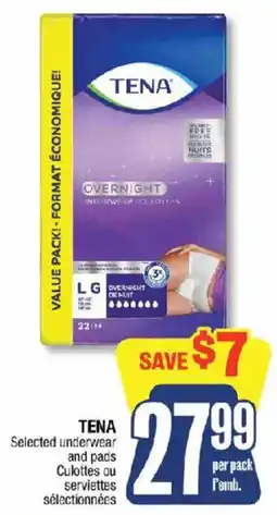 Jean Coutu Tena selected underwear and pads offer