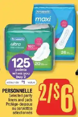 Jean Coutu Personnelle selected party liners and pads offer