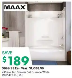 Kent Maax 4 Piece Tub Shower Set Essence White offer