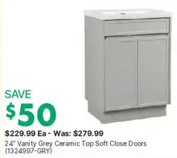 Kent 24" Vanity Grey Ceramic Top Soft Close Doors offer