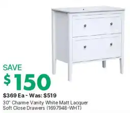 Kent 30" Charme Vanity White Matt Lacquer offer