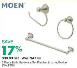 Kent Moen 3 Piece Bath Hardware Set Preston Brushed Nickel offer