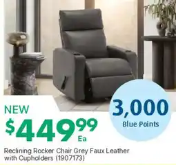 Kent Reclining Rocker Chair Grey Faux Leather offer