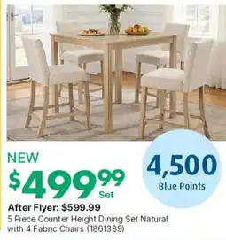 Kent 5 Piece Counter Height Dining Set Natural with 4 Fabric Chairs offer