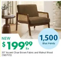 Kent 30" Accent Chair Brown Fabric and Walnut Wood offer