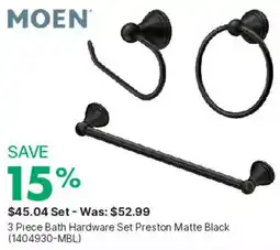 Kent Moen 3 Piece Bath Hardware Set Preston Matte Black offer