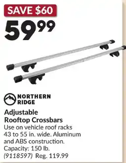 Princess Auto Northern Ridge Adjustable Rooftop Crossbars offer