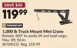 Princess Auto Powerfist 1,000 lb Truck Mount Mini Crane offer
